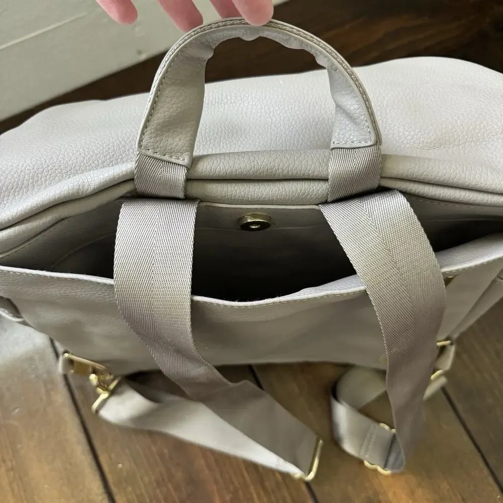 Fawn Design The Original Diaper Bag Vegan Leather Convertible NWOT Gray‎